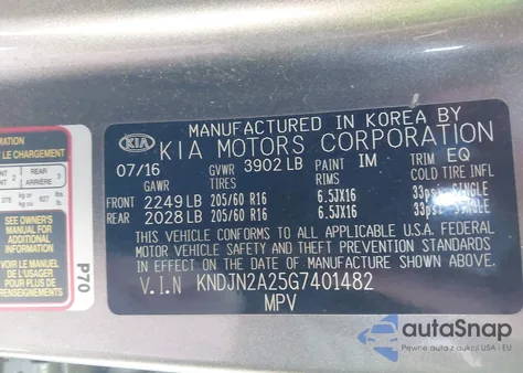 2016 Kia Soul from USA, damaged, VIN KNDJN2A25G7401482